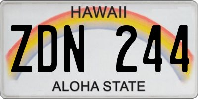 HI license plate ZDN244