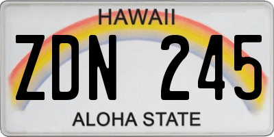 HI license plate ZDN245