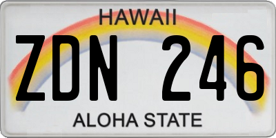 HI license plate ZDN246
