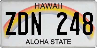 HI license plate ZDN248