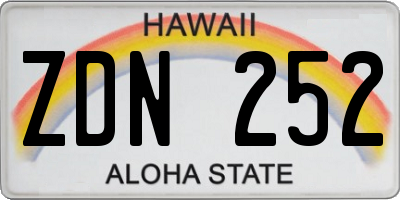 HI license plate ZDN252