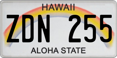 HI license plate ZDN255