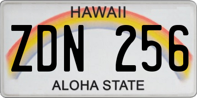 HI license plate ZDN256