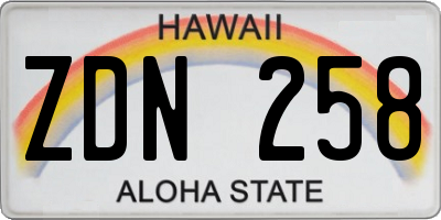 HI license plate ZDN258