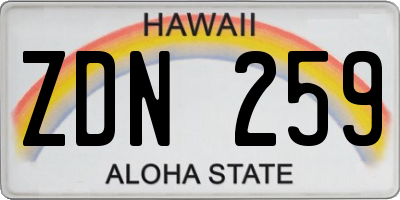 HI license plate ZDN259