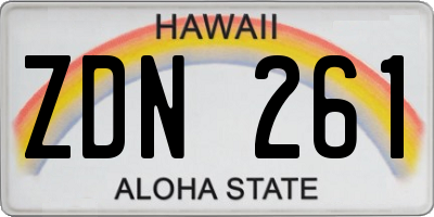 HI license plate ZDN261