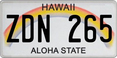 HI license plate ZDN265