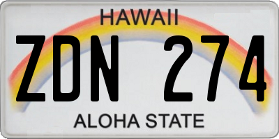 HI license plate ZDN274