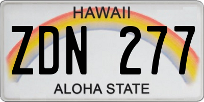 HI license plate ZDN277
