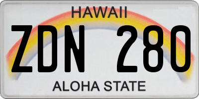 HI license plate ZDN280