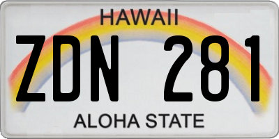 HI license plate ZDN281