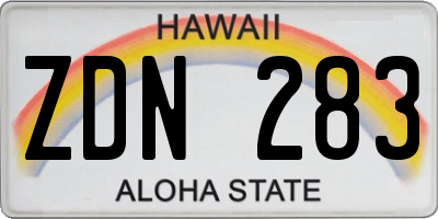 HI license plate ZDN283