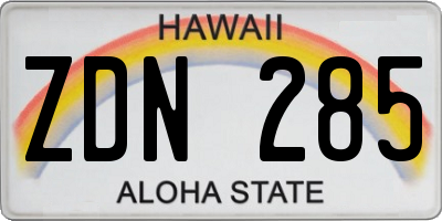 HI license plate ZDN285