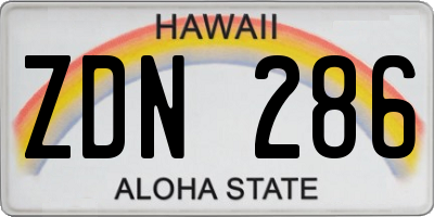 HI license plate ZDN286