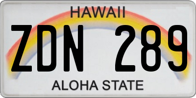 HI license plate ZDN289