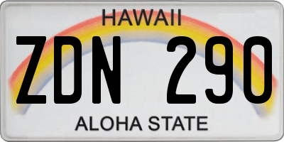 HI license plate ZDN290