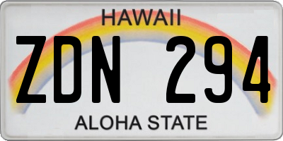 HI license plate ZDN294