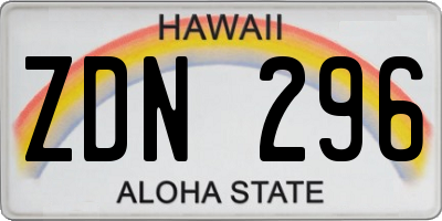 HI license plate ZDN296