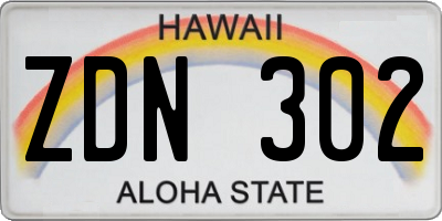 HI license plate ZDN302