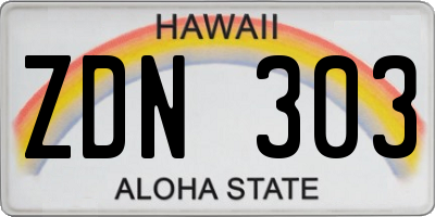 HI license plate ZDN303