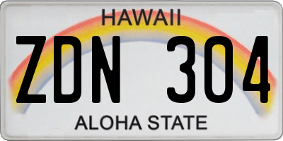 HI license plate ZDN304