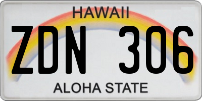 HI license plate ZDN306