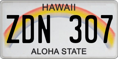 HI license plate ZDN307