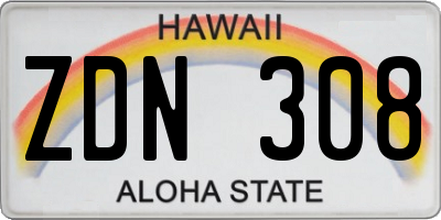 HI license plate ZDN308
