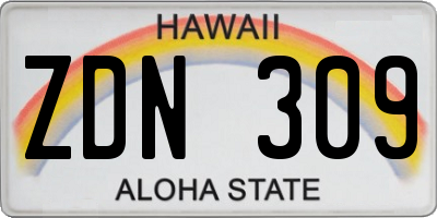 HI license plate ZDN309
