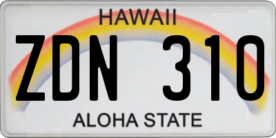 HI license plate ZDN310