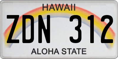 HI license plate ZDN312