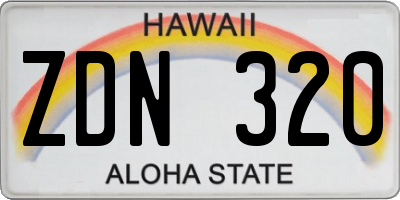 HI license plate ZDN320