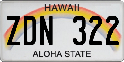 HI license plate ZDN322