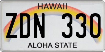 HI license plate ZDN330