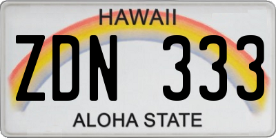HI license plate ZDN333