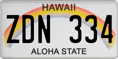 HI license plate ZDN334