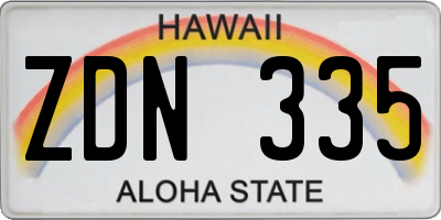 HI license plate ZDN335