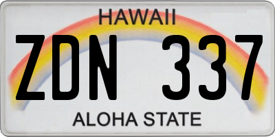 HI license plate ZDN337
