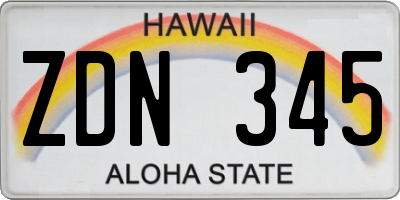 HI license plate ZDN345