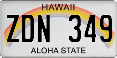HI license plate ZDN349