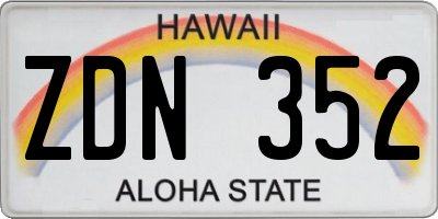 HI license plate ZDN352