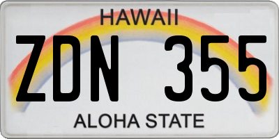 HI license plate ZDN355