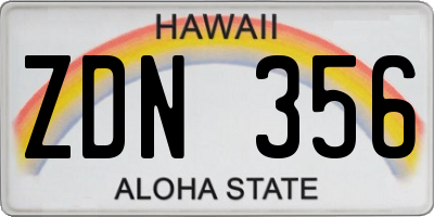 HI license plate ZDN356