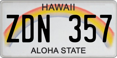 HI license plate ZDN357