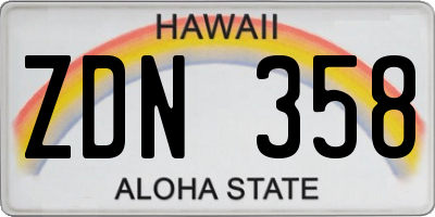 HI license plate ZDN358