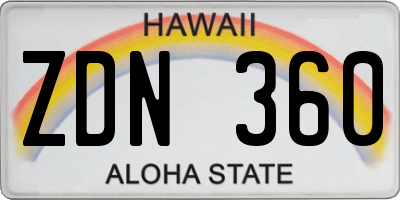 HI license plate ZDN360