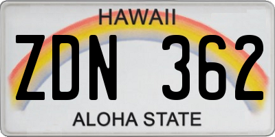 HI license plate ZDN362