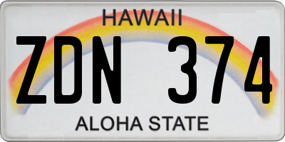 HI license plate ZDN374