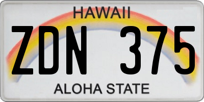 HI license plate ZDN375