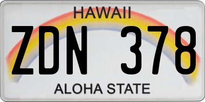HI license plate ZDN378